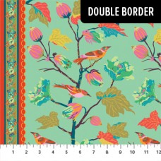 Bird Forrest Double Border - Seafoam