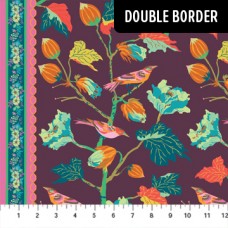 Bird Forrest Double Border - Eggplant